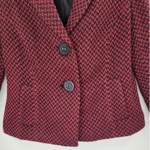 JM Collection Vintage Pink Black Herringbone Coquette 2 Button Jacket - Picture 7 of 14